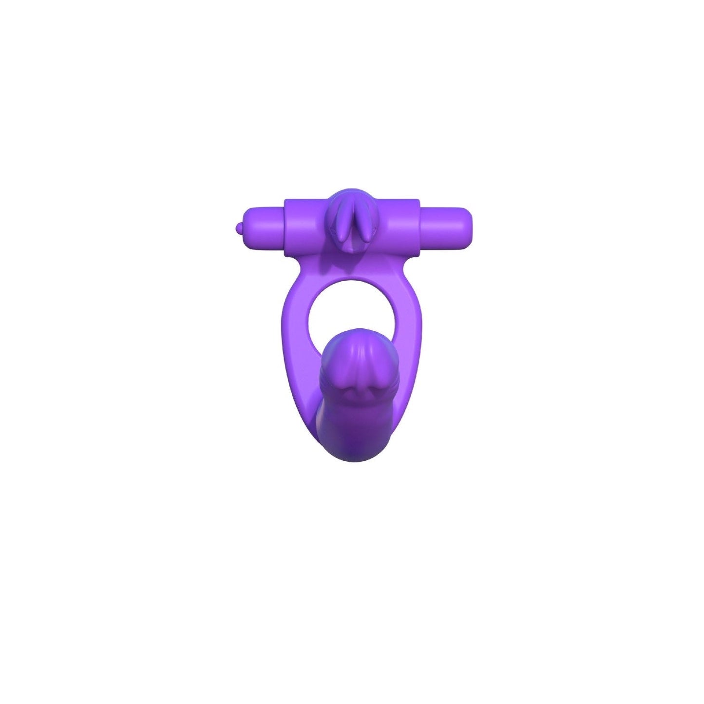 Fantasy C-ringz 硅胶双渗透兔子 - 紫色振动阴茎环带肛门渗透器