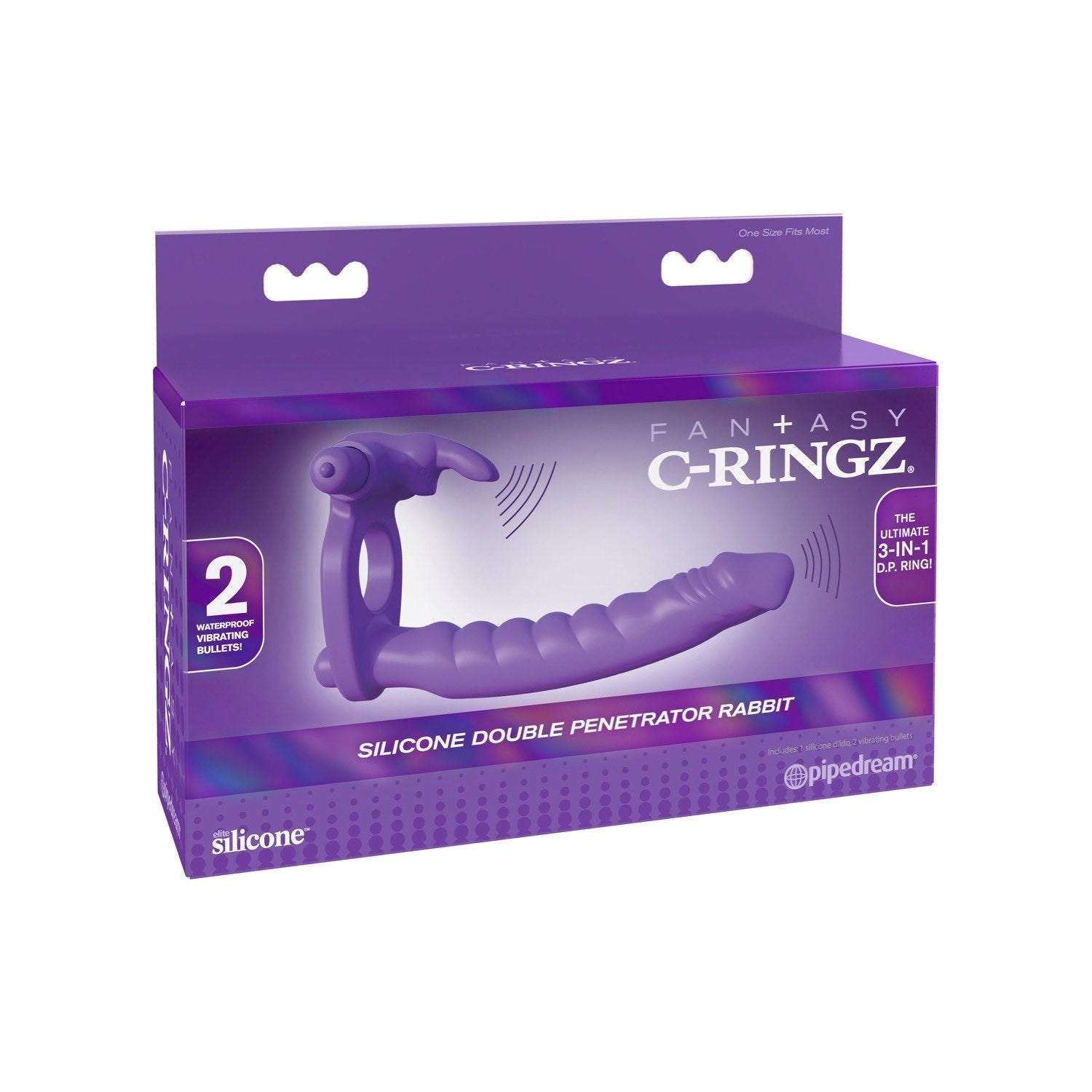 Fantasy C-Ringz Fantasy C-ringz Silicone Double Penetrator Rabbit - Purple Vibrating Cock Ring with Anal Penetrator by Pipedream