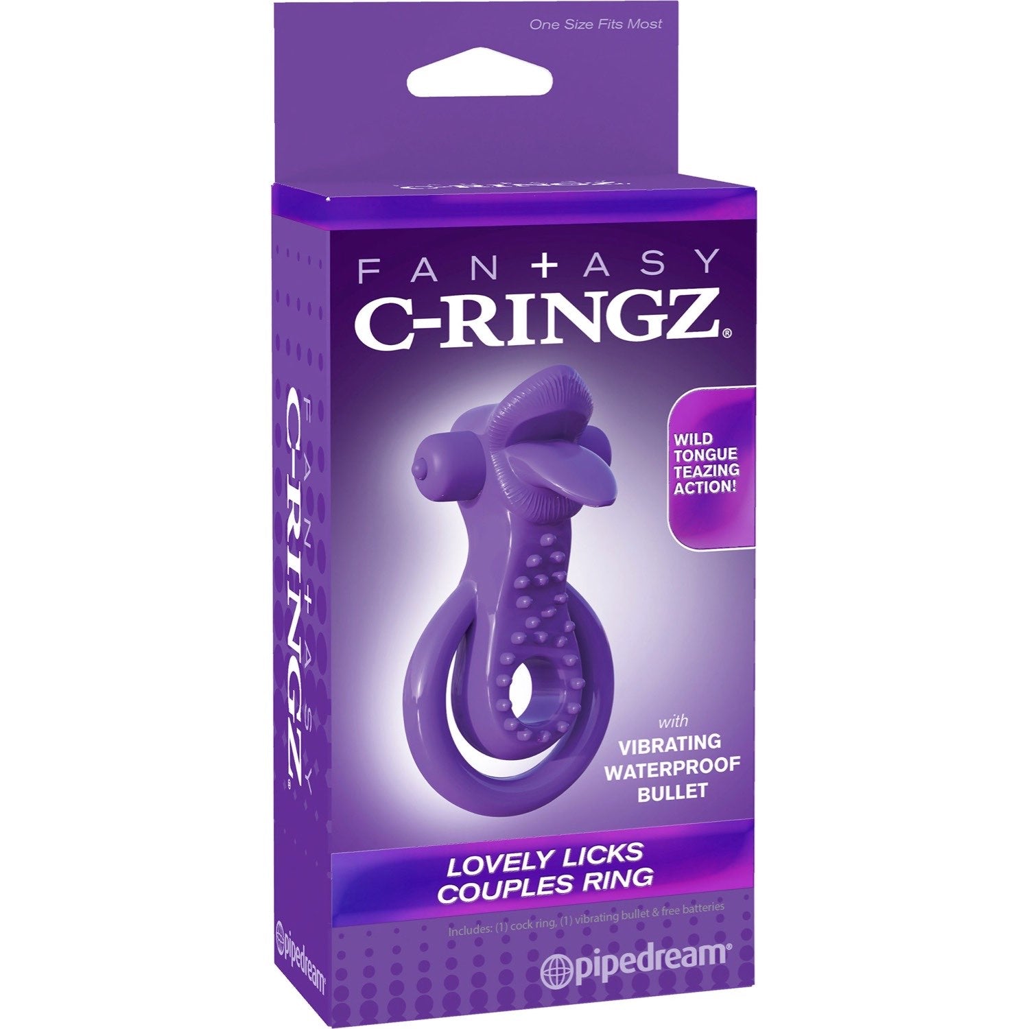 Fantasy C-Ringz Fantasy C-ringz Lovely Licks Couples Ring - Purple Vibrating Cock &amp; Ball Rings by Pipedream