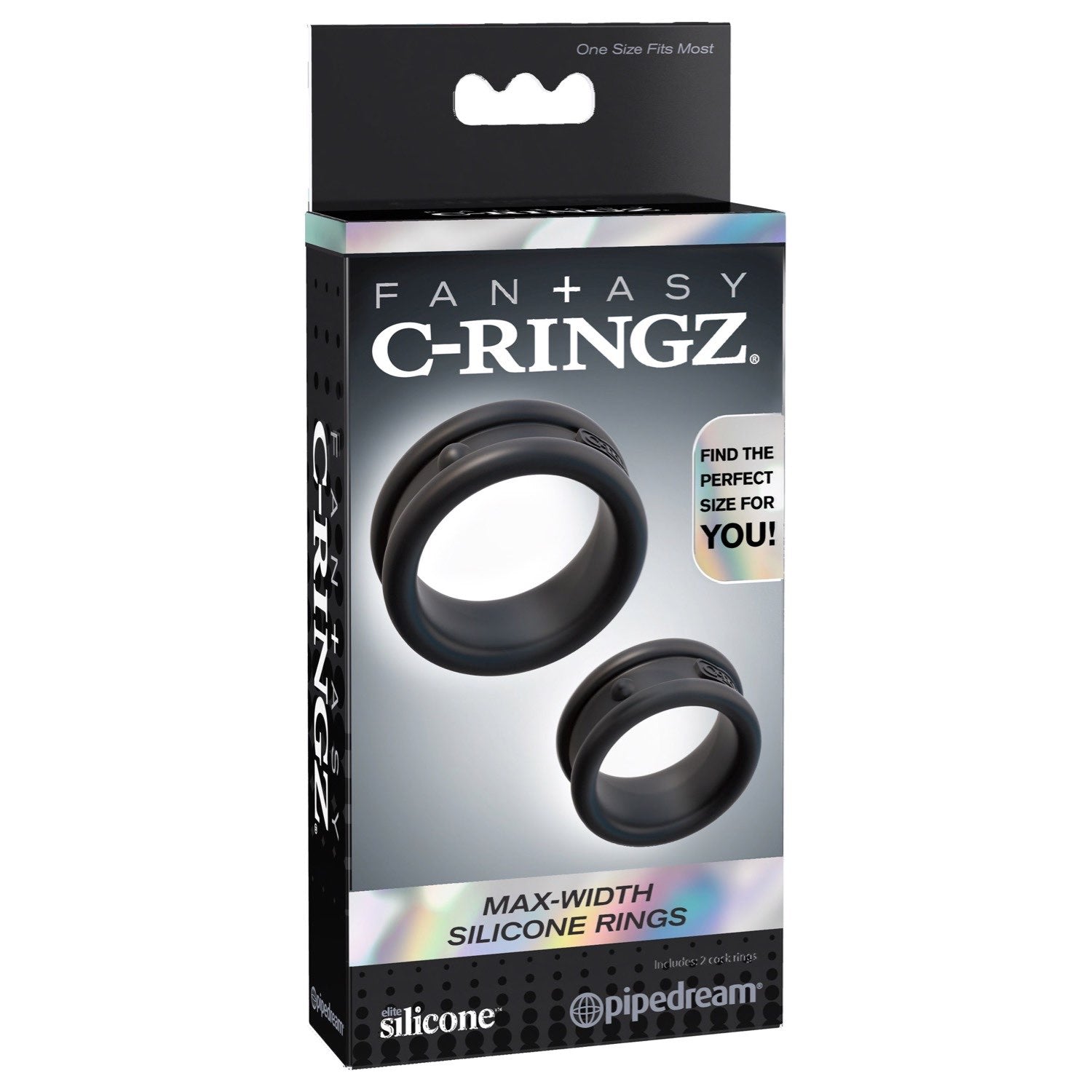 Fantasy C-Ringz Max Width Silicone Rings - Black Cock Rings - Set of 2 by Pipedream