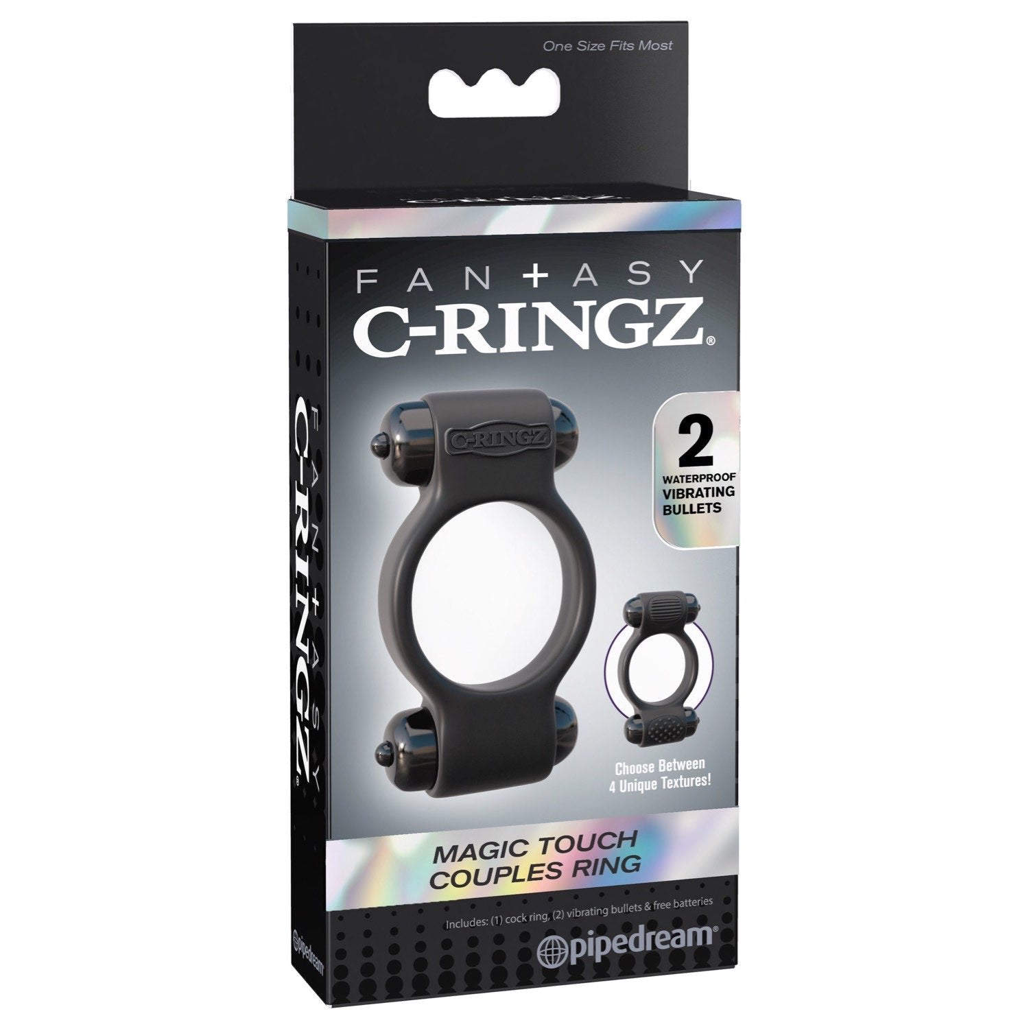 Fantasy C-Ringz Fantasy C-ringz Magic Touch Couples Ring - Black Dual Vibrating Cock Ring by Pipedream
