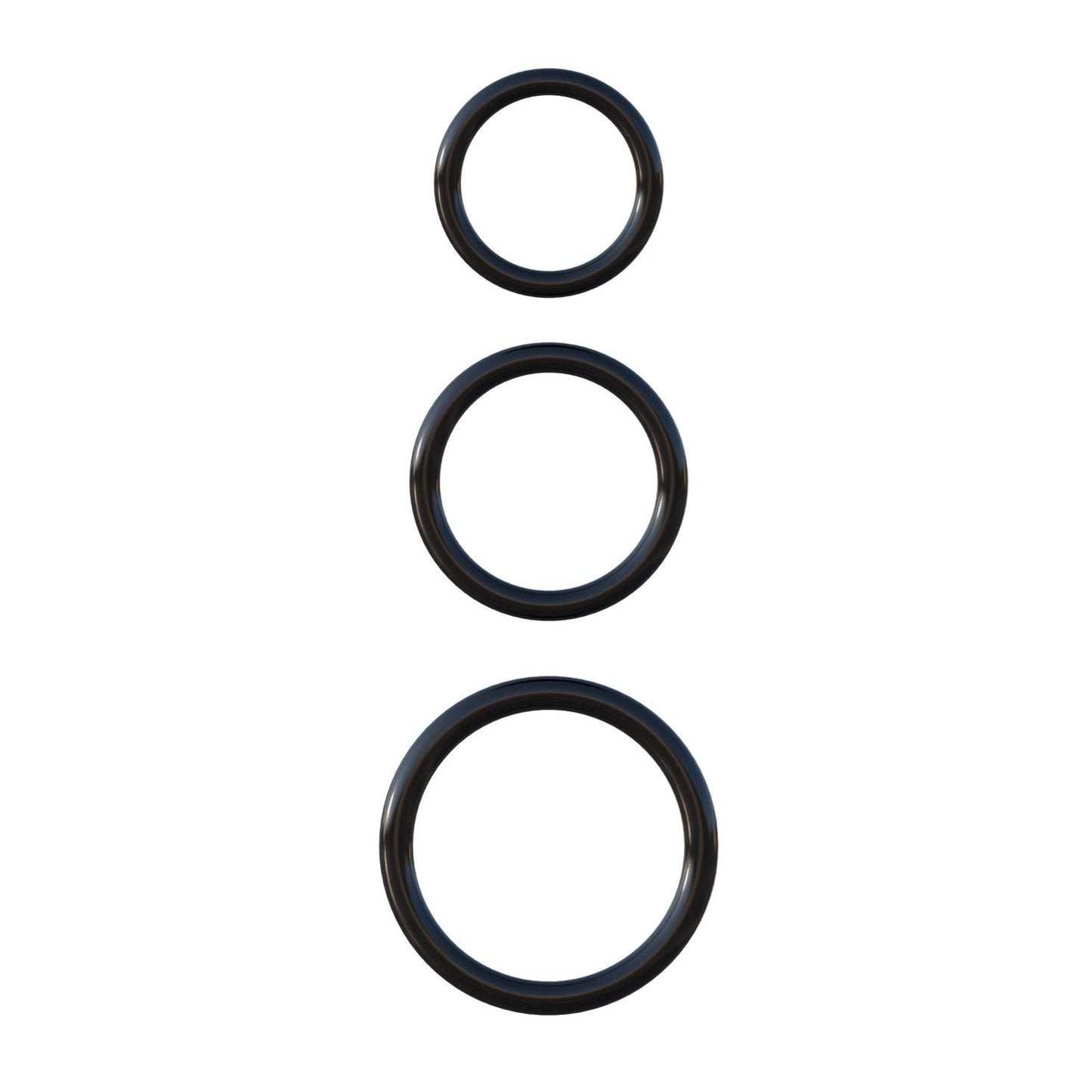 Silicone 3-Ring Stamina Set - Black Cock Rings - Set of 3