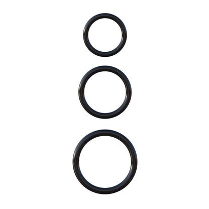 Silicone 3-Ring Stamina Set - Black Cock Rings - Set of 3