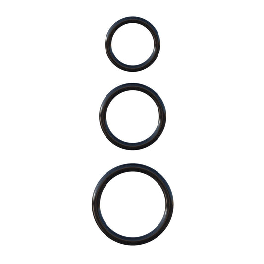 Pipedream Fantasy C-Ringz Silicone 3-Ring Stamina Set - Black Cock Rings - Set of 3