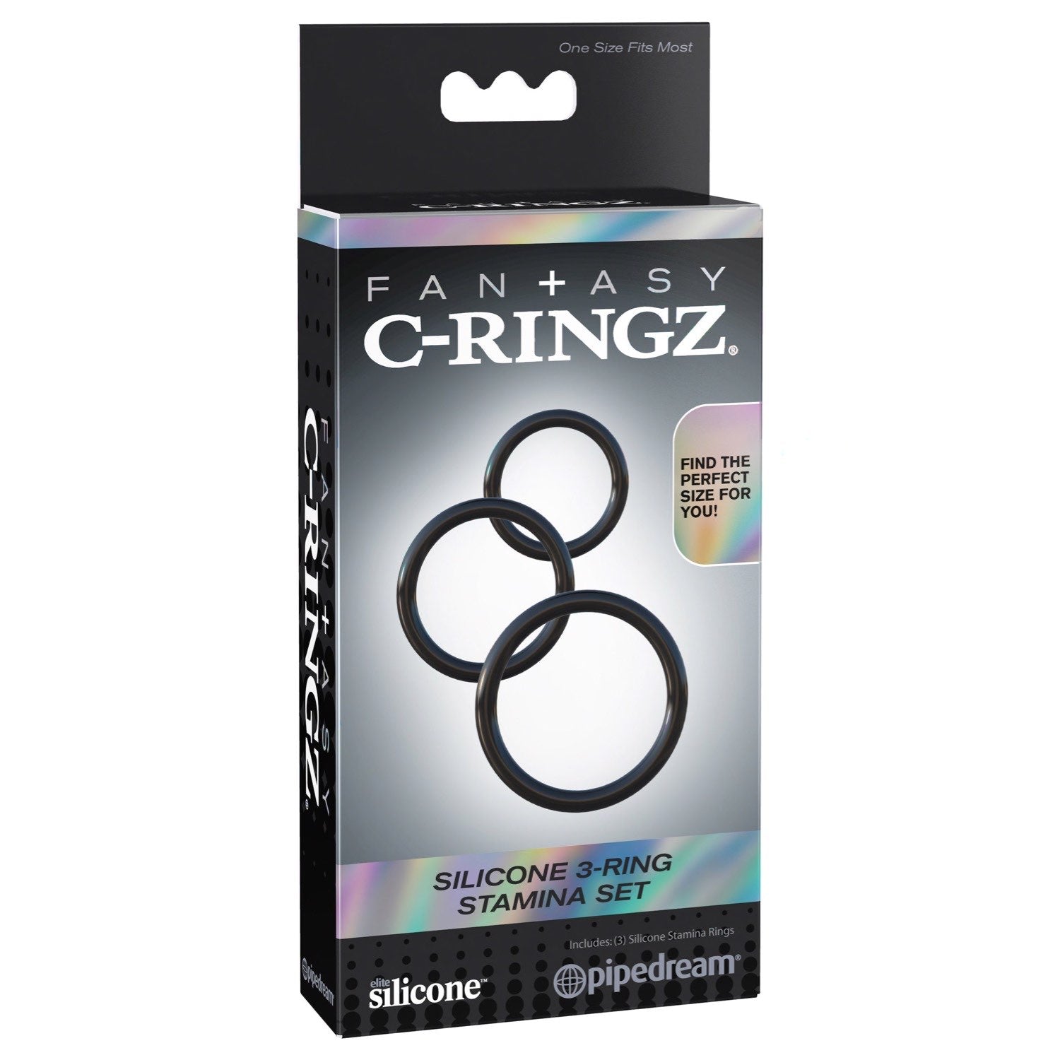 Fantasy C-Ringz Silicone 3-Ring Stamina Set - Black Cock Rings - Set of 3 by Pipedream