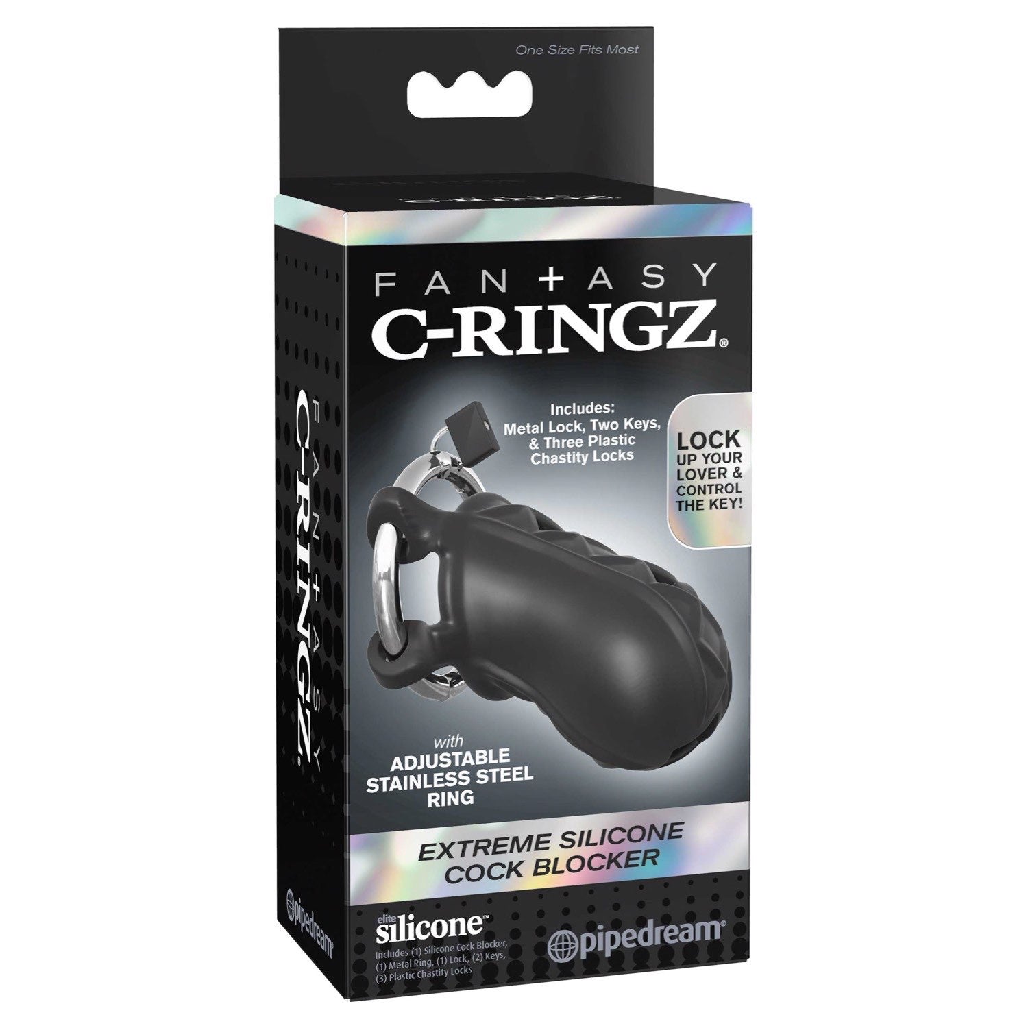 Fantasy C-Ringz Extreme Silicone Cock Blocker - Black Cock Cage by Pipedream