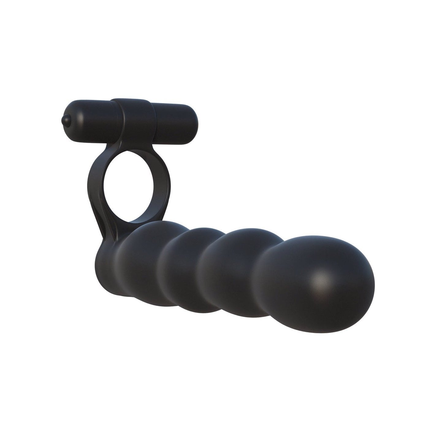 Fantasy C-ringz Posable Partner Double Penetrator - Black Vibrating Cock Ring with Anal Penetrator