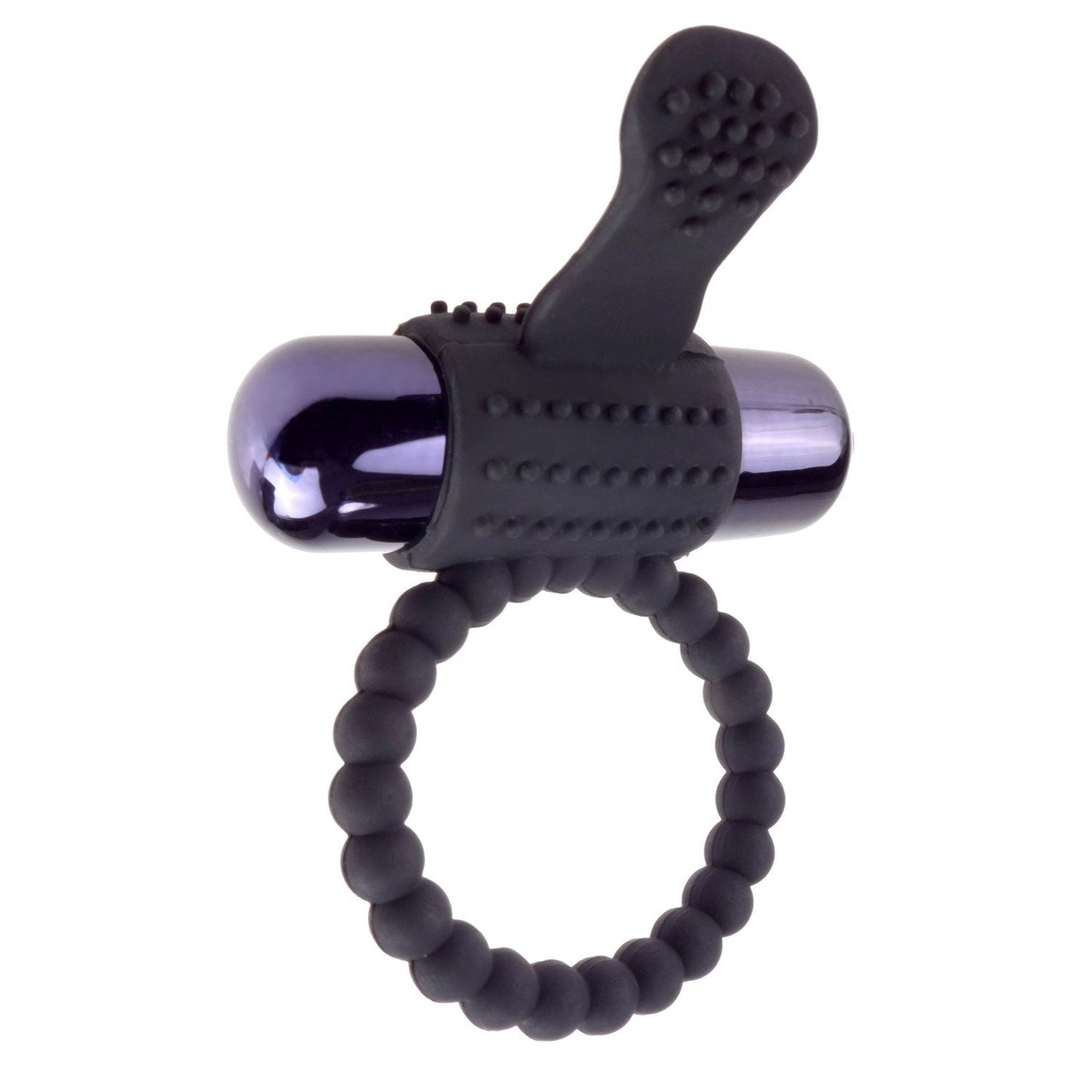 Vibrating Silicone Super Ring - Black Vibrating Cock Ring