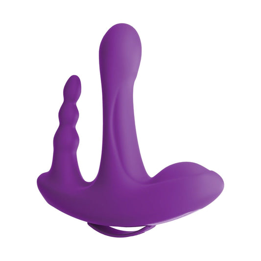 Pipedream 3Some Rock N Ride - Purple USB Rechargeable Stimulator with Wireless Remote