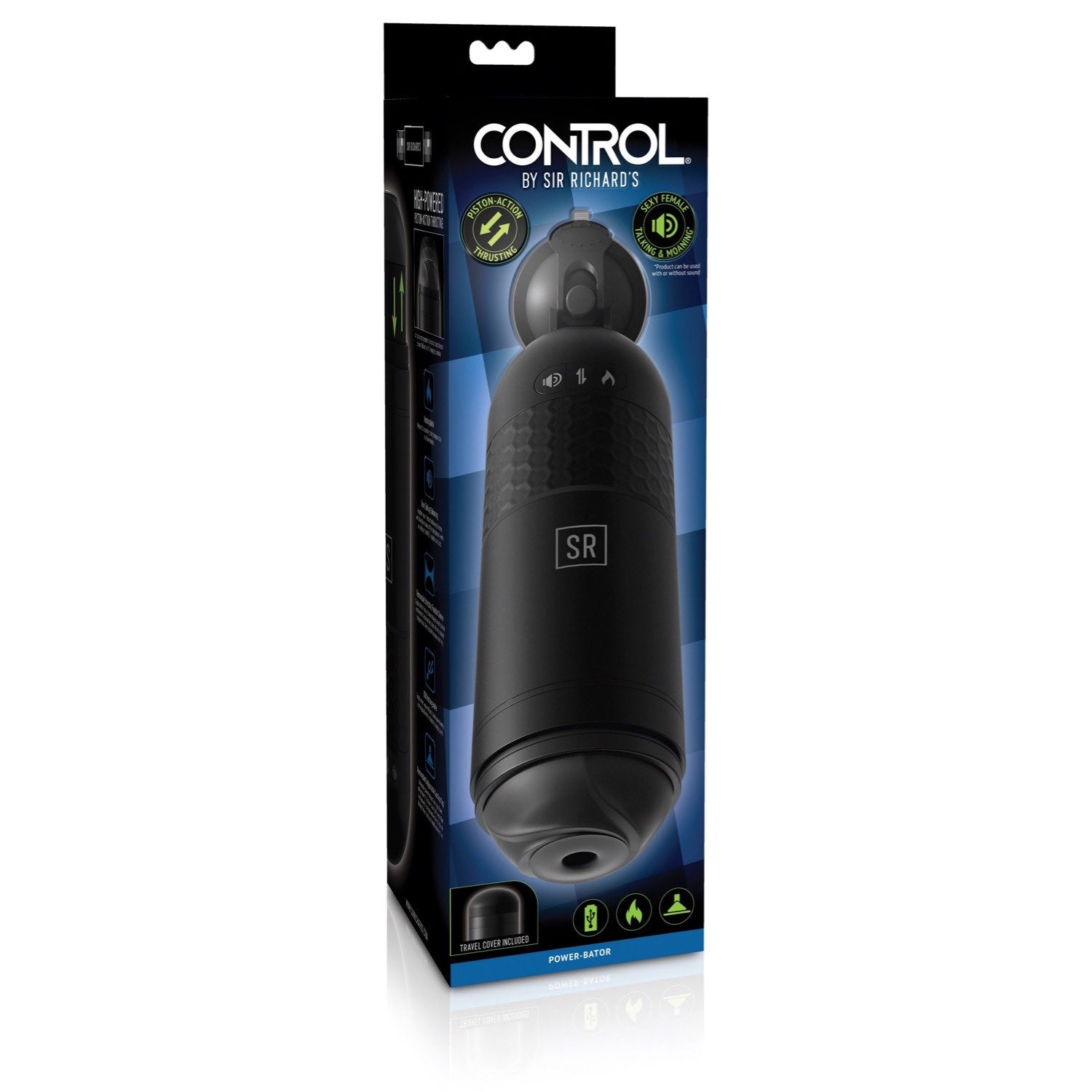 Sir Richards Control Power-Bator - USB Rechargeable Thrusting &amp; Heating Masturbator with Audio by Pipedream