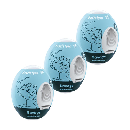 Satisfyer संतुष्ट करनेवाला हस्तमैथुन करने वाले अंडे - सैवेज 3 पैक - सफेद